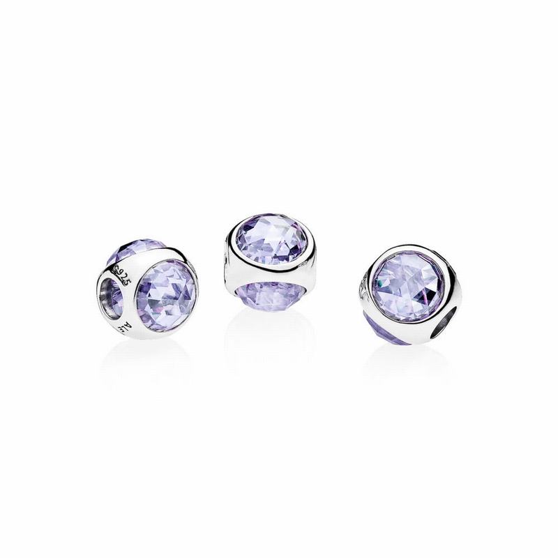 Pandora Radiant Droplet Charm Ireland - Sterling Silver/Purple/Cubic Zirconia - 498572DMZ